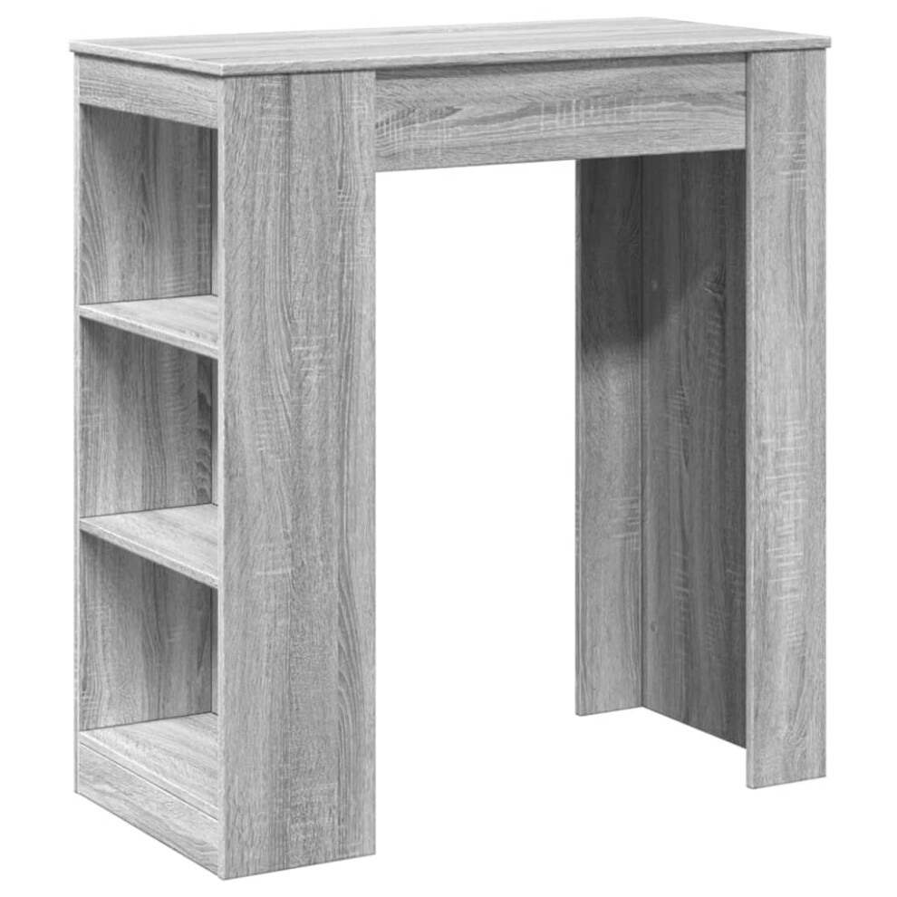 Vidaxl Bar Table With Racks Kitchen Bistro Table Grey Sonoma Engineered Wood