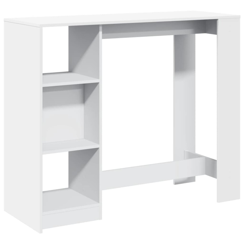 vidaXL Bar Table with Shelf Counter Table Bistro Table White Engineered Wood