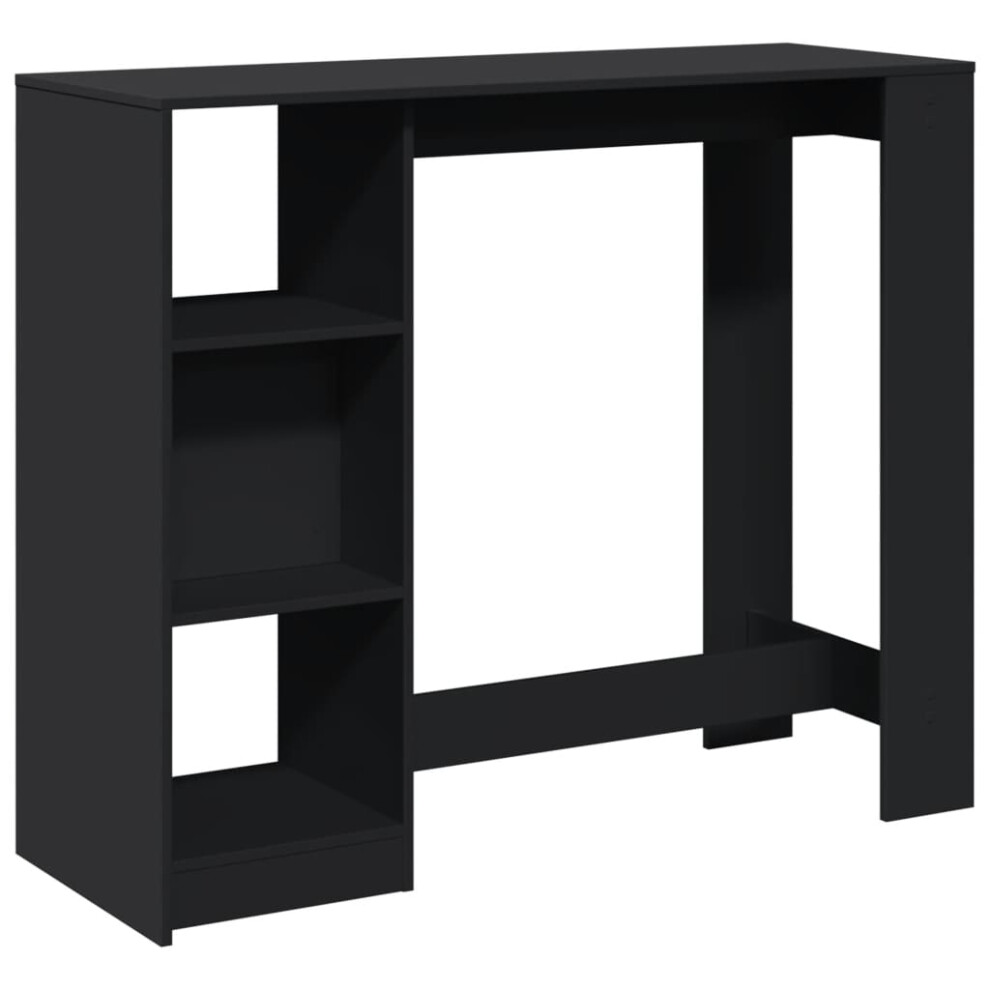 Vidaxl Bar Table With Shelf Counter Table Bistro Table Black Engineered Wood