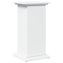 vidaXL White Engineered Wood Display Stand with Storage - 2-Tier Pillar Shelves & Door Cabinet, 854616
