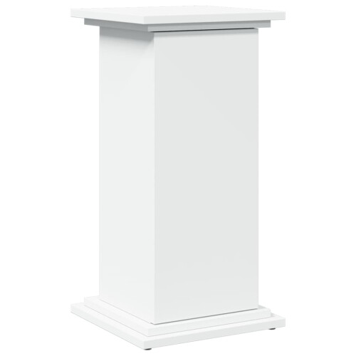 vidaXL White Engineered Wood Display Stand with Storage - 2-Tier Pillar Shelves & Door Cabinet, 854616