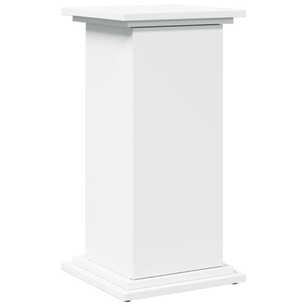 Vidaxl White Engineered Wood Display Stand With Storage - 2-Tier Pillar Shelves & Door Cabinet, 854616