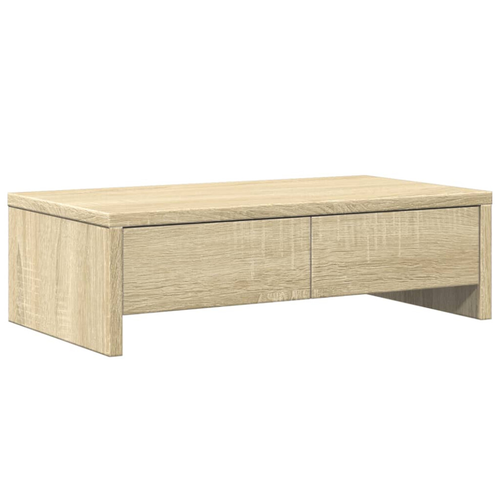 Vidaxl Monitor Stand With Drawers Monitor Riser Sonoma Oak Engineered Wood