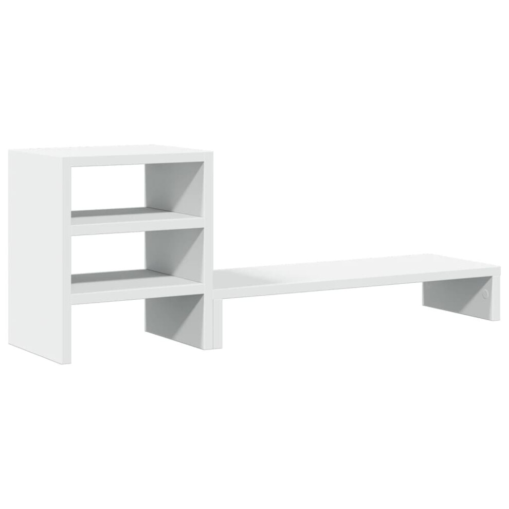 Vidaxl Monitor Stand With Desk Organiser Monitor Riser Engineered Wood White