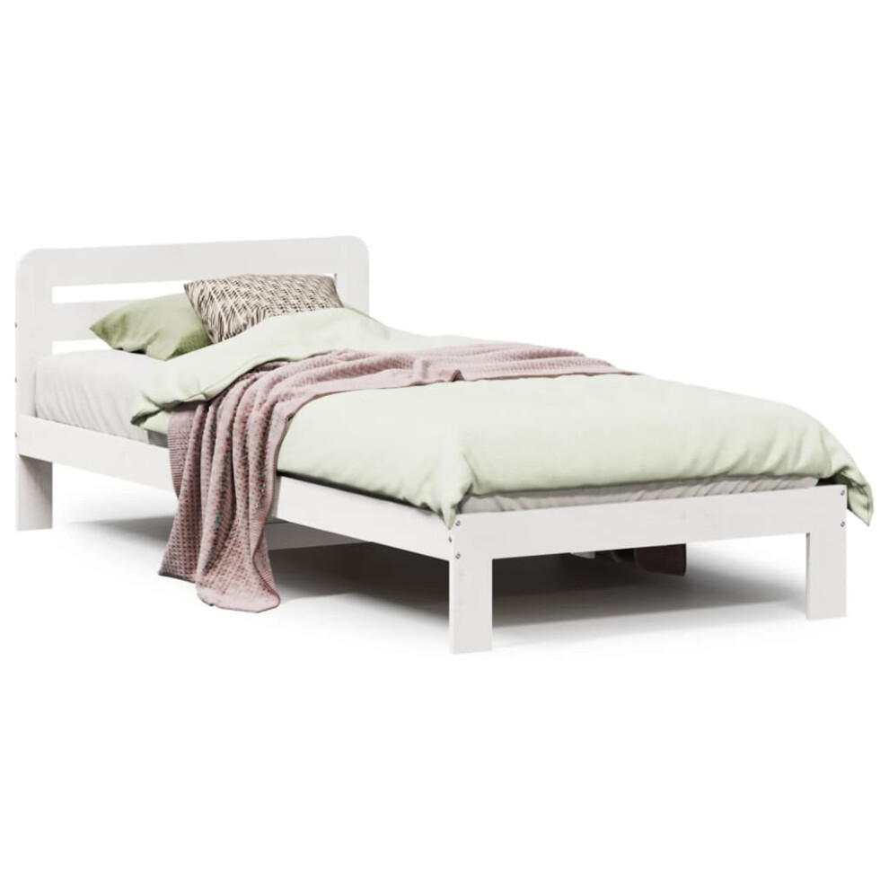 vidaXL Bed Frame without Mattress Bed Base White 90x200 cm Solid Wood Pine