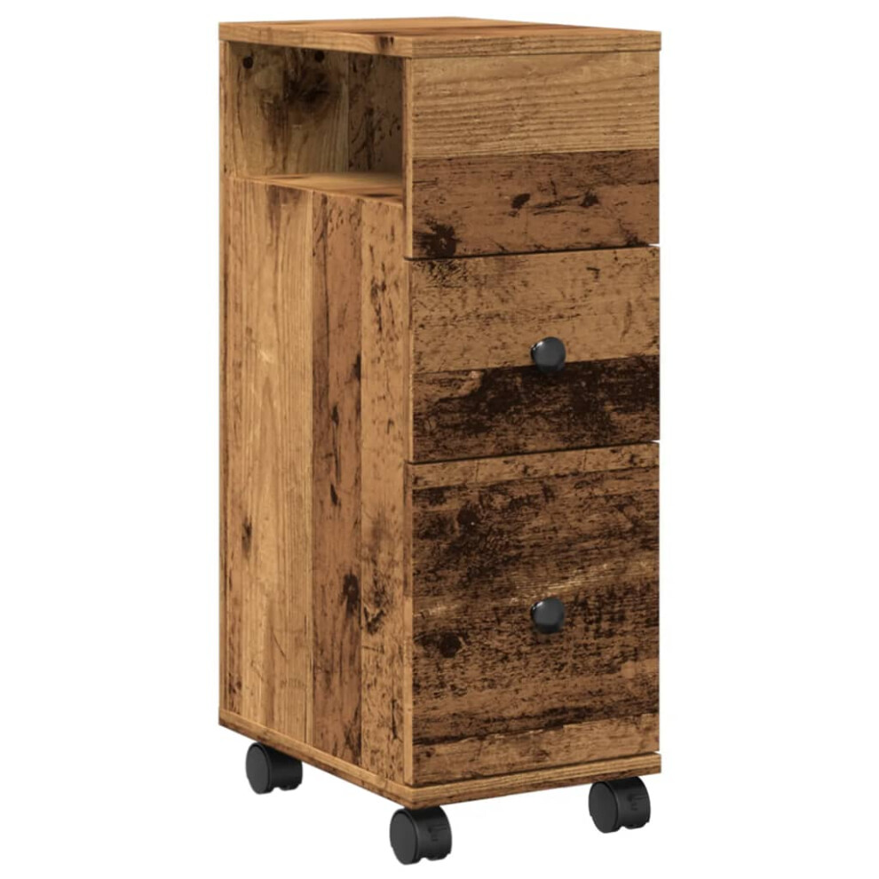 vidaXL Narrow Bathroom Cabinet with Wheels Cupboard Old Wood Engineered Wood