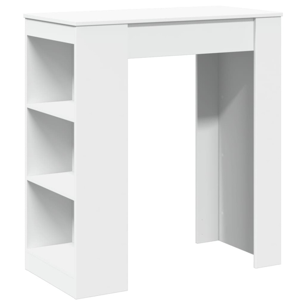 Vidaxl Bar Table With Racks Kitchen Table Bistro Table White Engineered Wood