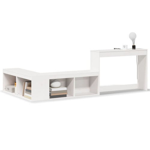 VidaXL vidaXL Bedside Cabinet with Desk Bed Table Nightstand White Solid Wood Pine 1