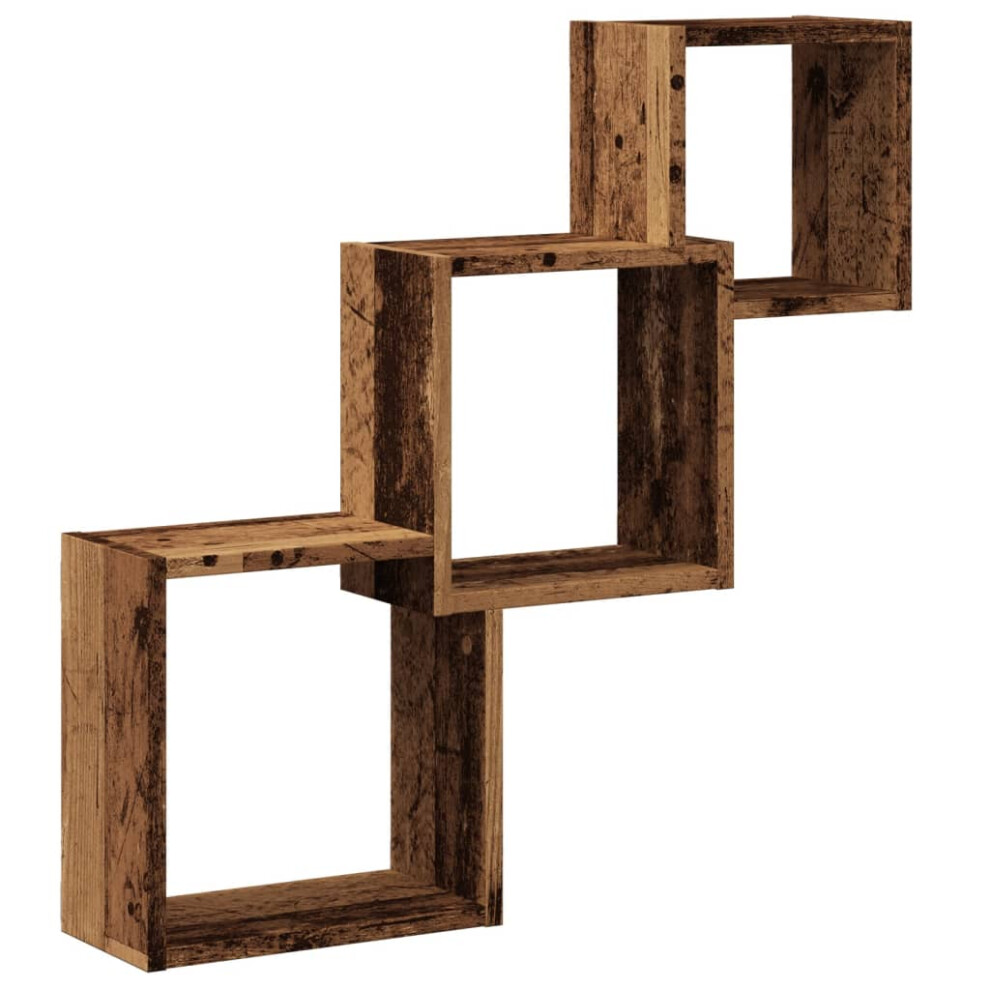 vidaXL Wall Cube Shelves Storage Floating Shelves Old Wood Engineered Wood