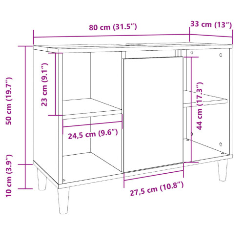 VidaXL vidaXL Bathroom Cabinet Cupboard Vanity Unit Concrete Grey Engineered Wood 2
