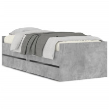 vidaXL Bed Frame with Drawers Storage Bed Bedstead Concrete Grey 100x200 cm