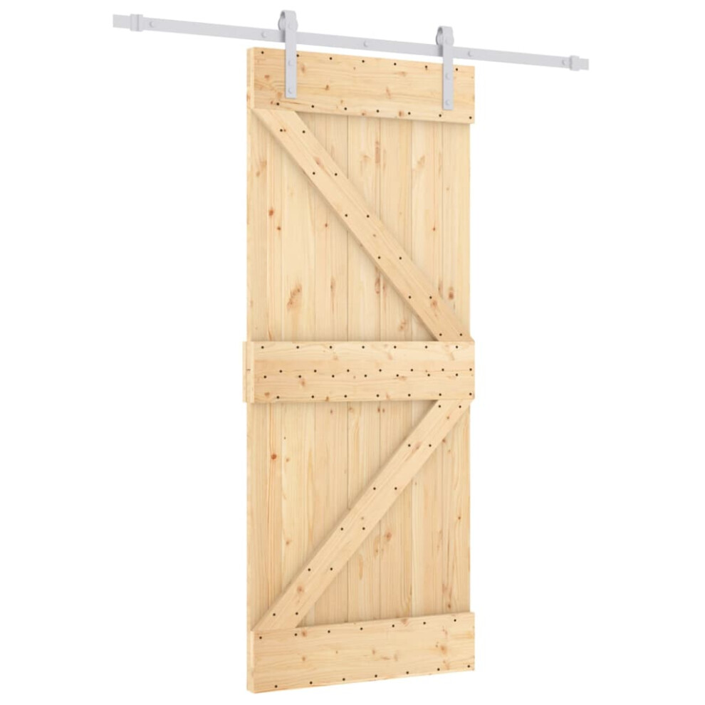 vidaXL Sliding Door Barn Door with Hardware Set Interior Door Solid Wood Pine