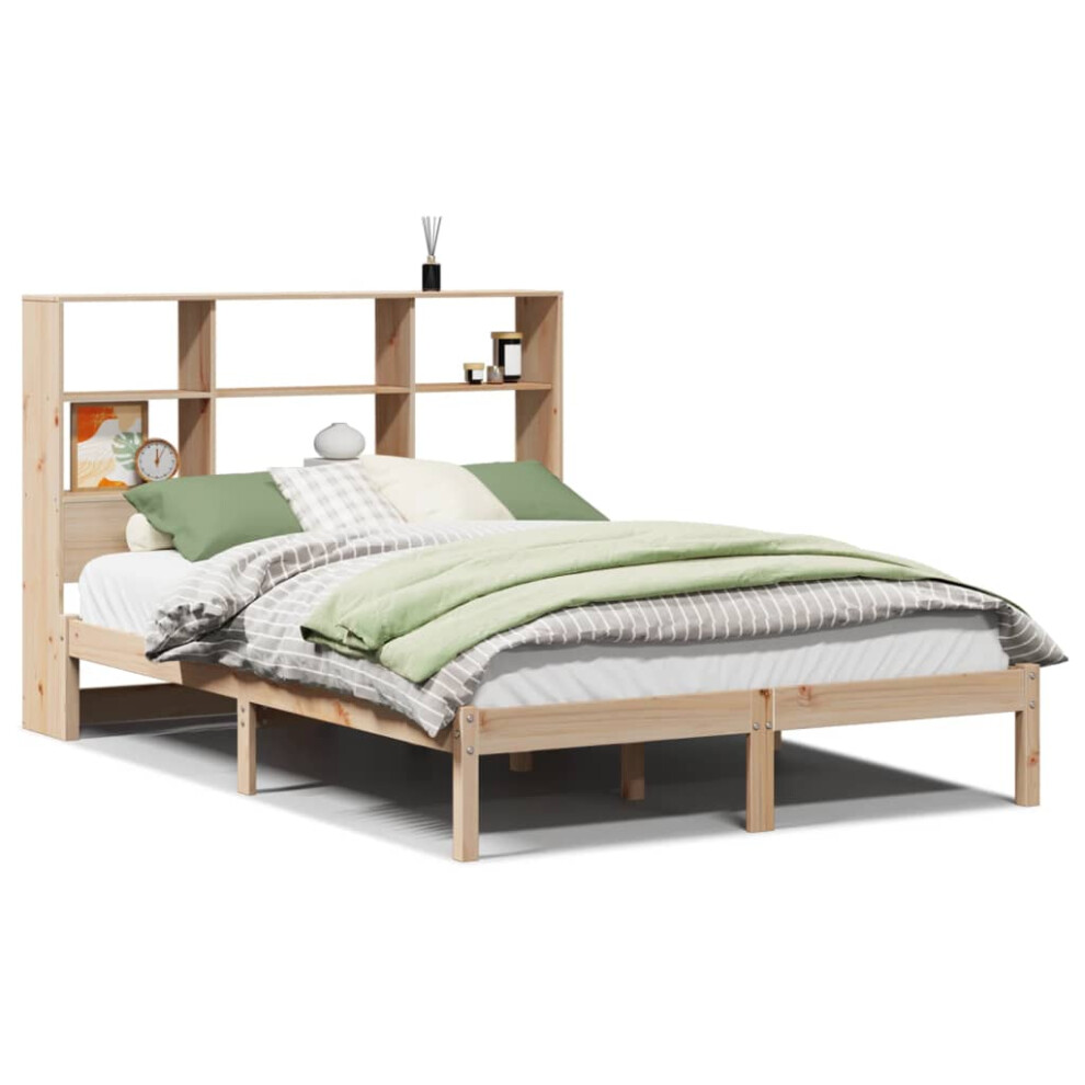 Vidaxl Bookcase Bed Without Mattress 120X190 Cm Double Solid Wood Pine Small