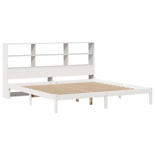 VidaXL vidaXL Bookcase Bed without Mattress Bed White Super King Solid Wood Pine 2