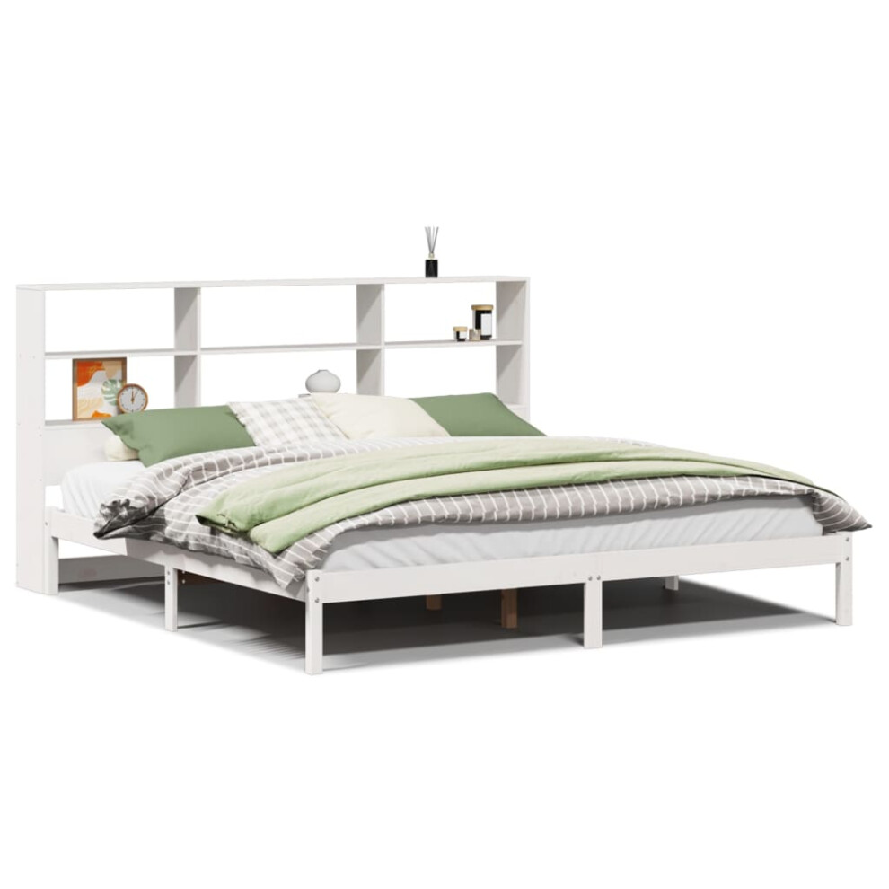 Vidaxl Bookcase Bed Without Mattress Bed White Super King Solid Wood Pine