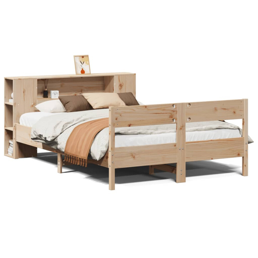Vidaxl Bookcase Bed Without Mattress 120X190 Cm Double Solid Wood Pine Small