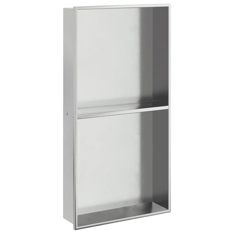 vidaXL Shower Niche Wall Recessed Shower Shelf Brushed Silver Stainless Steel