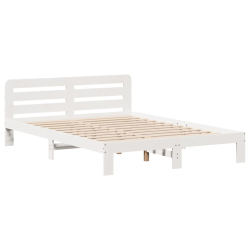 VidaXL vidaXL Bed Frame without Mattress White 135x190 cm Double Solid Wood Pine 2