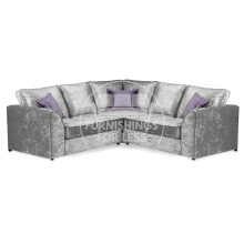 (Silver, 5 Seater Symmetrical Corner) Crystal Crushed Velvet Full Back Corner Sofa Range