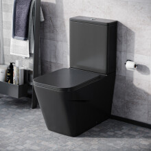 Nes Home Rimless Square Close Coupled Toilet Pan, Cistern & Seat Matt Black