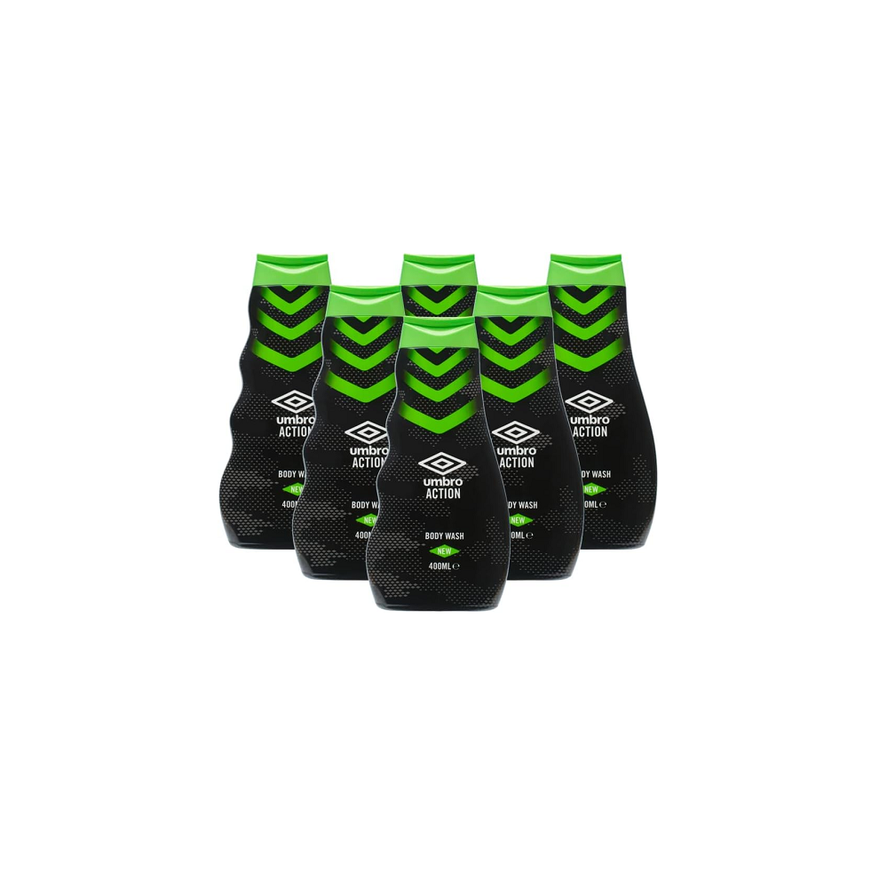 Umbro Action Body Wash Shower Gel Citrus Fragrance  (6 x 400ml Bottles)