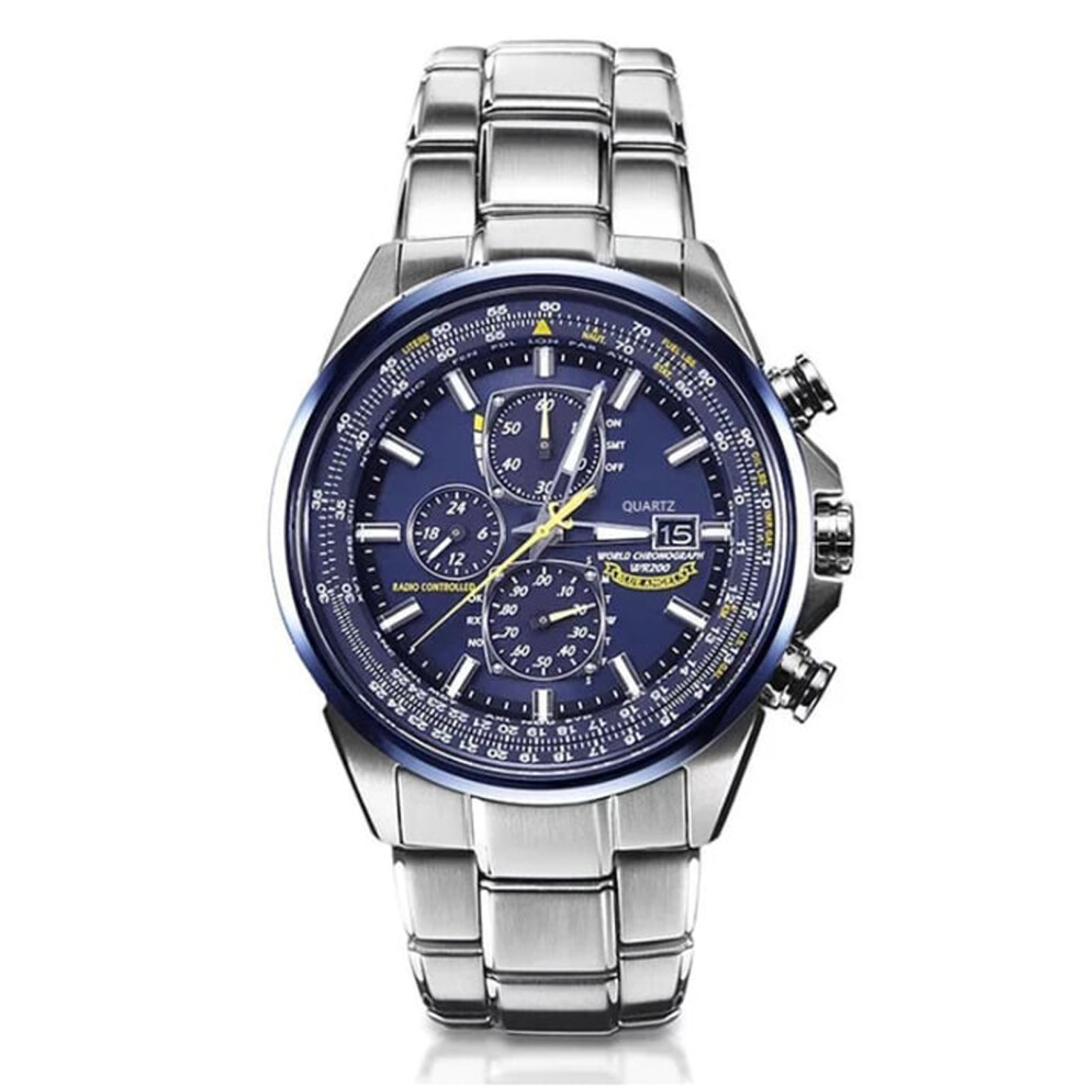 (Blue) Angel Series 45MM Black Steel Band Men's Flying Watch