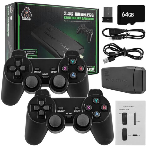 (B) 32G M8 Retro Game Console 4K Wireless Controllers
