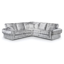 (Silver, 5 Seater Symmetrical Corner) Chelsea Crushed Velvet Corner Sofa Range