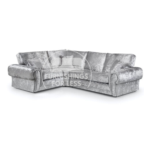 (Silver, 4 Seater Left Hand Facing Corner) Chelsea Crushed Velvet Corner Sofa Range