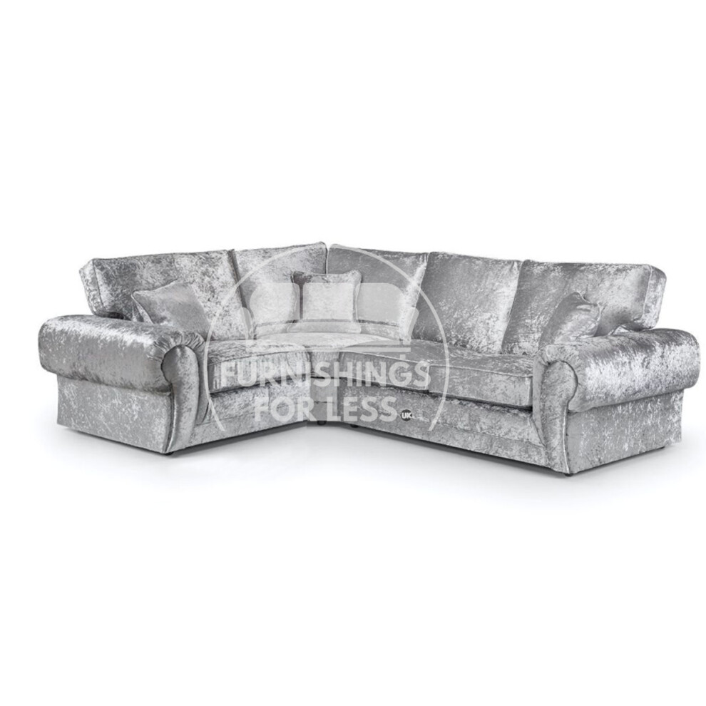 (Silver, 4 Seater Left Hand Facing Corner) Chelsea Crushed Velvet Corner Sofa Range-image-OPC-PFDHNFZ-NEW