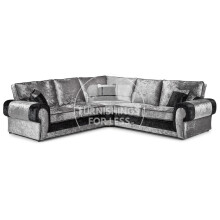 (Black & Silver, 5 Seater Symmetrical Corner) Chelsea Crushed Velvet Corner Sofa Range