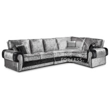 (Black & Silver, 5 Seater Right Hand Facing Corner) Chelsea Crushed Velvet Corner Sofa Range