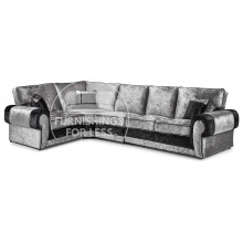 (Black & Silver, 5 Seater Left Hand Facing Corner) Chelsea Crushed Velvet Corner Sofa Range