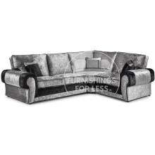 (Black & Silver, 4 Seater Right Hand Facing Corner) Chelsea Crushed Velvet Corner Sofa Range