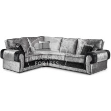 (Black & Silver, 4 Seater Left Hand Facing Corner) Chelsea Crushed Velvet Corner Sofa Range
