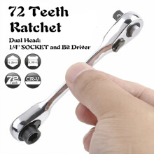 (2-in-1 Dual Head) Mini treble 1/4 Ratchet Wrench Double Ended Quick Socket Ratchet Wrench