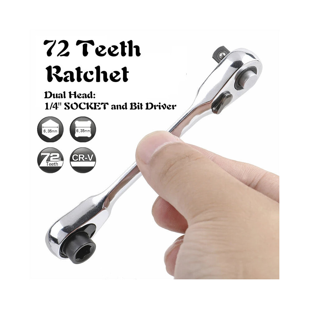 Photos - Other Hand Tools  Mini treble 1/4 Ratchet Wrench Double Ended Quick Socket Ratchet Wrench(2-in-1 Dual Head)