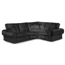 (Black, 4 Seater Right Hand Facing Corner) Chelsea Crushed Velvet Corner Sofa Range