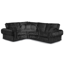 (Black, 4 Seater Left Hand Facing Corner) Chelsea Crushed Velvet Corner Sofa Range