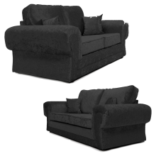 (Black, 3 + 2 Seater Set) Chelsea Crushed Velvet 3 + 2 Seater Sofa Suite Set