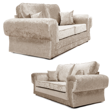 (Mink, 3 + 2 Seater Set) Chelsea Crushed Velvet 3 + 2 Seater Sofa Suite Set