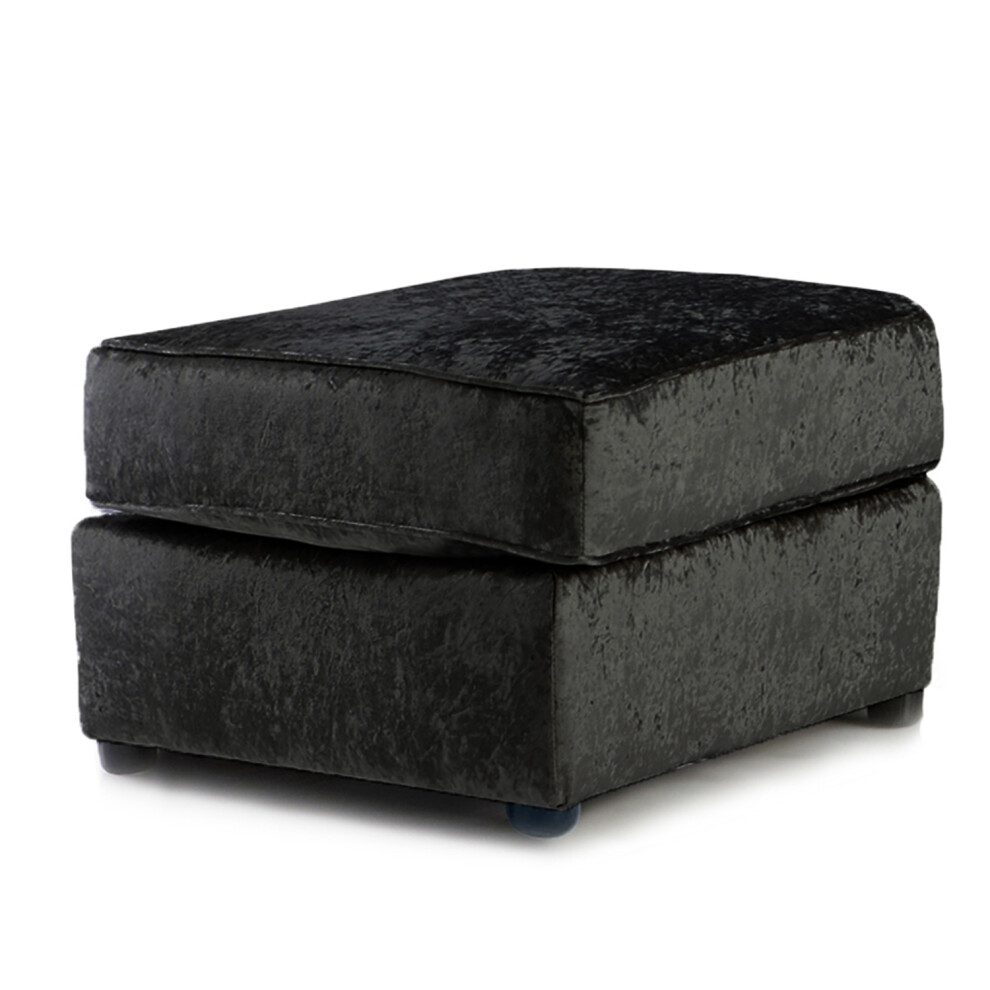 (Black, Footstool) Chelsea Crushed Velvet 3 + 2 Seater Sofa Suite Set-image-OPC-PFDHPW2-NEW