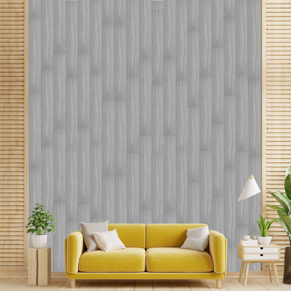 (Grey Board ) Decorative Wall Panels with Wood effect - Polystyrene Ceiling Tiles Cover 2 sqm, Wall Cladding Easy Cut & Install