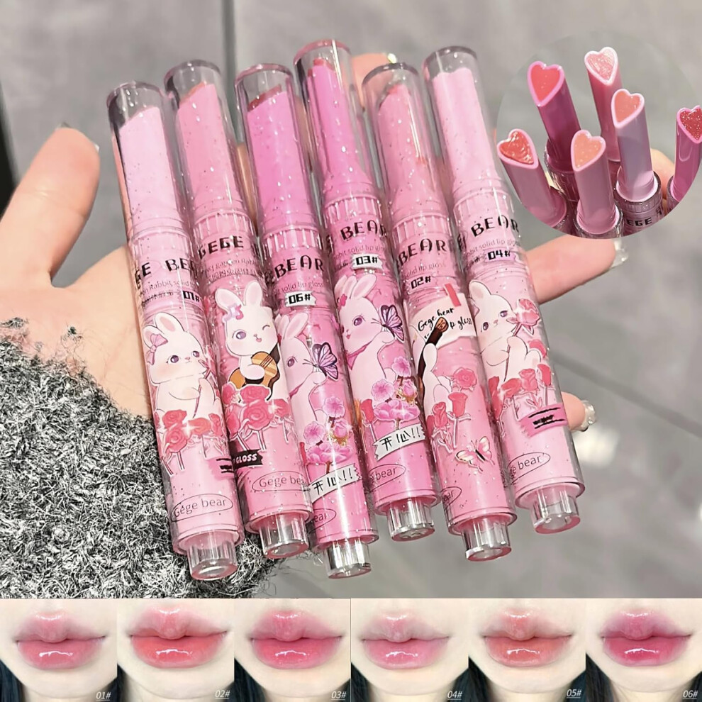 Gogerstar 6 Colors Cute Jelly Lipstick Set, Shine Hydrating Lip Gloss, Moisturizing Tinted Lip Balm, Smooth Nourishing Lip Care Lip Tint