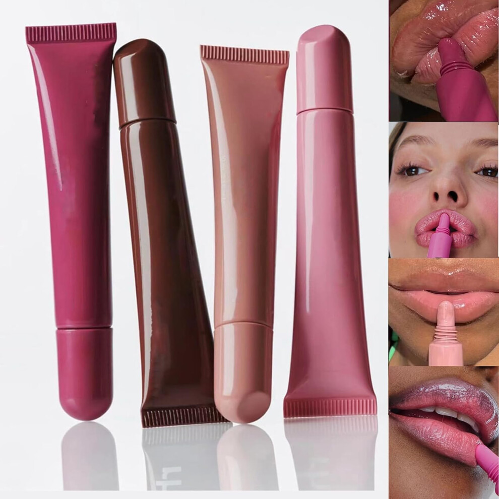 Gogerstar 4Pcs Peptide Lip Tint Hydrating Lip Gloss,Nourishing Lip Care Long Lasting, 10Ml