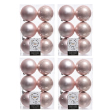 48 Blush Pink Christmas Baubles Shatterproof Tree Decor 6cm Rose Gold