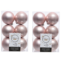 24 Blush Pink Christmas Baubles Shatterproof Tree Decor 6cm Rose Gold