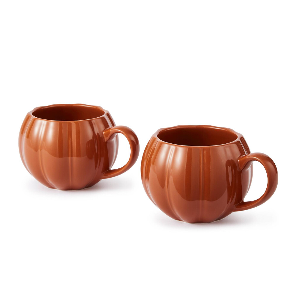 Tower Unisex Orange Set Of 2 Pumpkin Shaped Mugs, Smooth Glaze Interior, Wa976005ora - Image 7