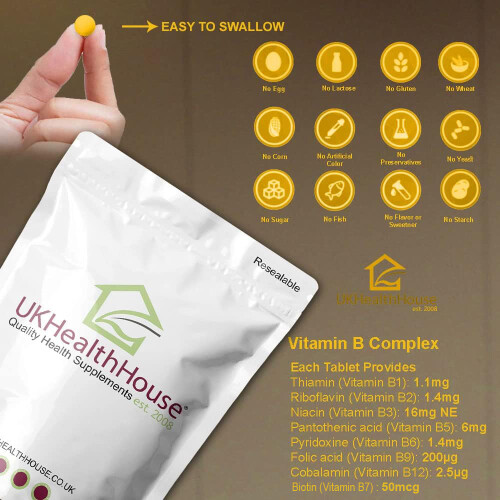 Vitamin B Complex 60 Tablets - B1 B2 B3 B5 B6 B7 B9 B12 High Strength 2