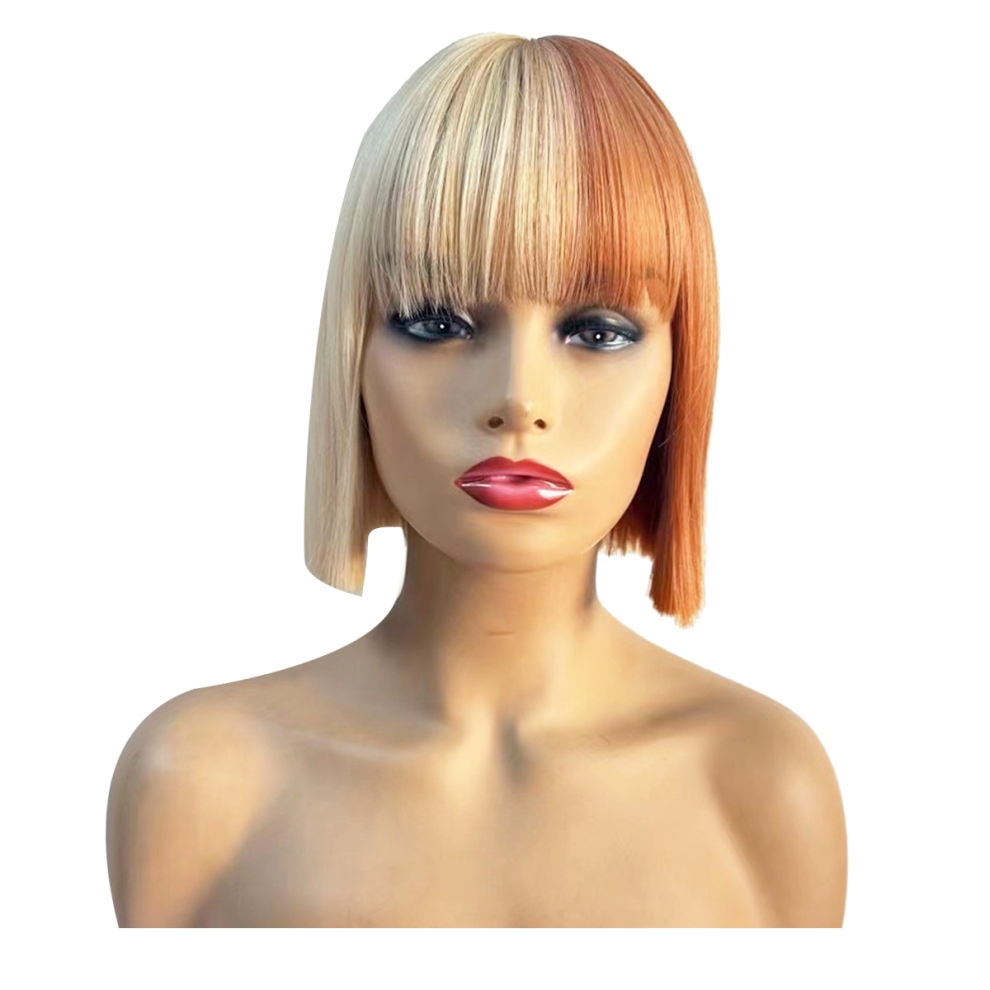 Tlily Cnnotepad 10 Inches Wig With Bangs Pumpkin Beige Brown